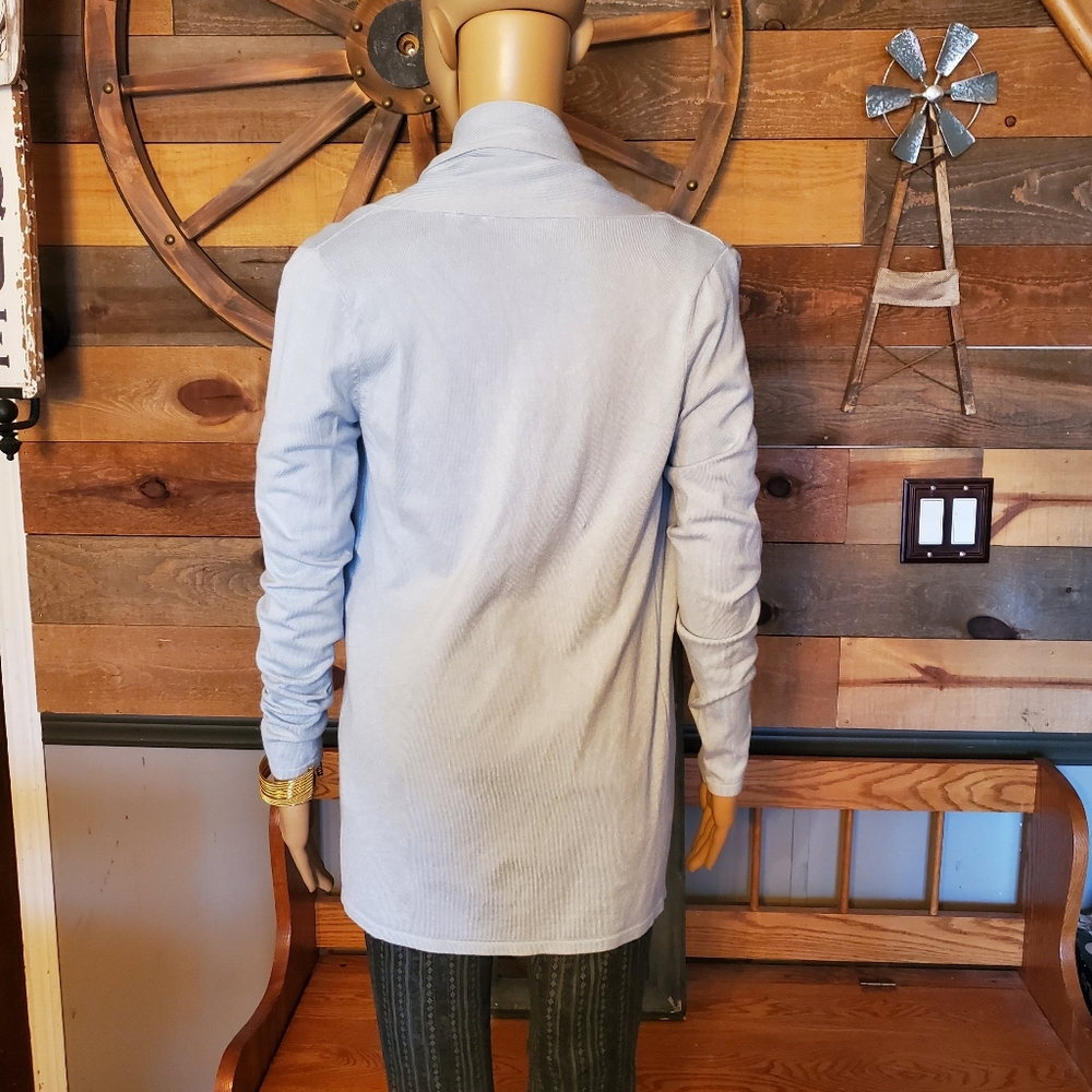 Cyrus Light Blue Knit Open Cardigan Sweater - Picture 5 of 14